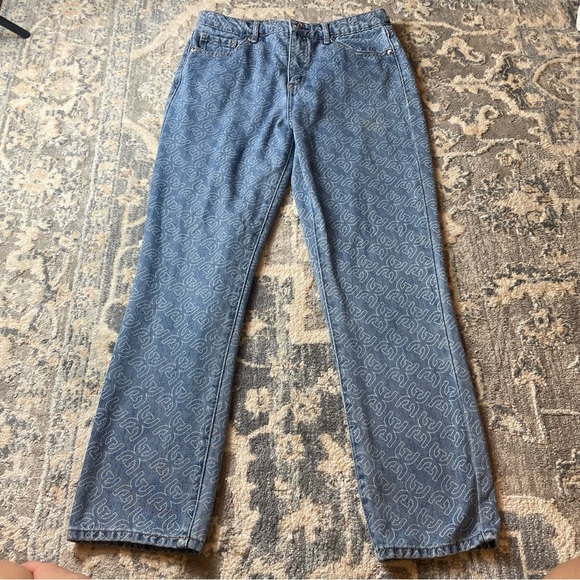Sam Edelman Blue Patterned Straight Leg Jeans - Picture 1 of 7